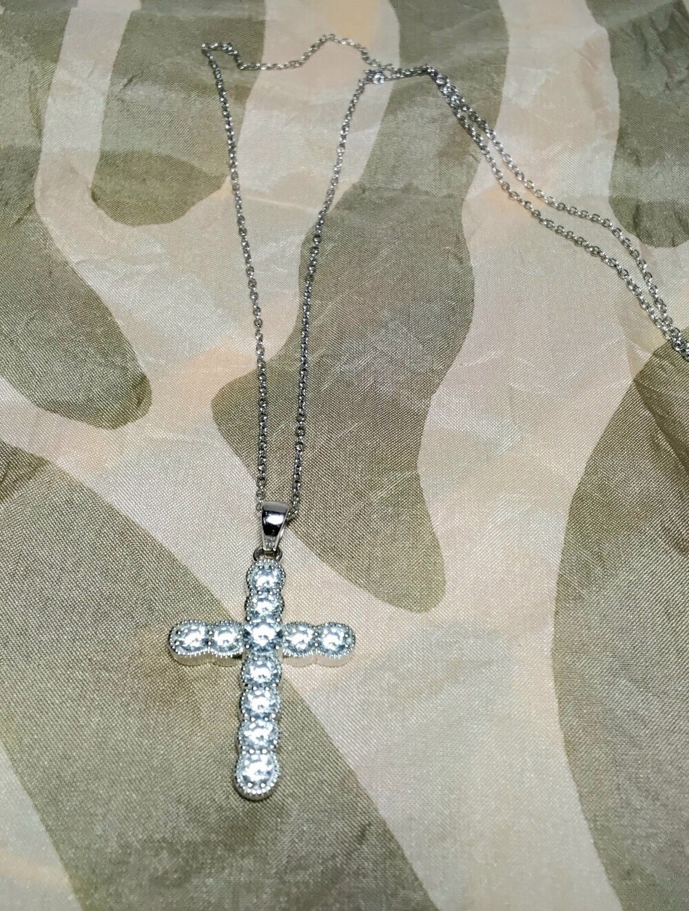 925 Silver Cz Cross Necklace 18"